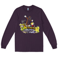 Plum calvin and hobbes bill watterson Long Sleeve Tee - artisFamous
