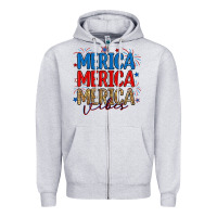 Heather Grey merica merica merica vibes Zipper Hoodie - RanaPortraitStore