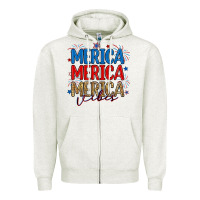 Oatmeal Heather merica merica merica vibes Zipper Hoodie - RanaPortraitStore