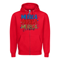 Red merica merica merica vibes Zipper Hoodie - RanaPortraitStore