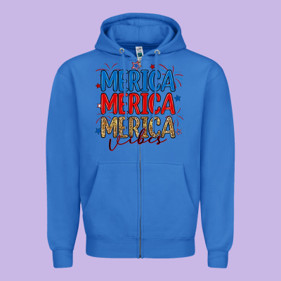 Merica Merica Merica Vibes Zipper Hoodie Designed By Ranaportraitstore