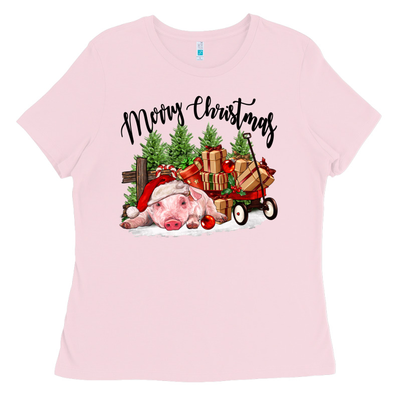 Merry Christmas Pig Ladies Tee by FaDigitalArtStudio | Teevron