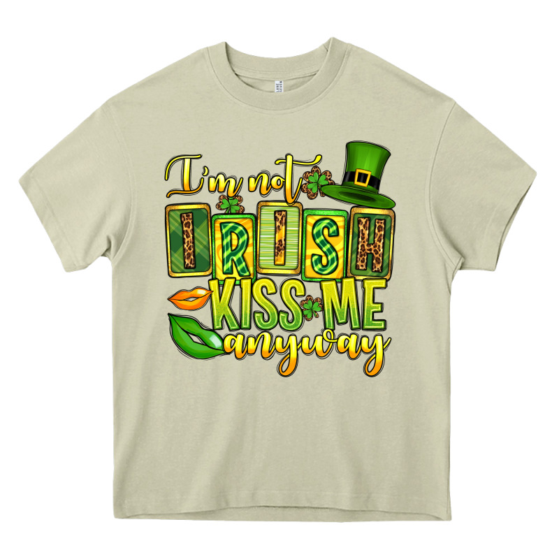 St. Patrick's I Am Not Irish Kiss Me Anyway Heavy Core Tee by OliviaCreatesArt | Teevron