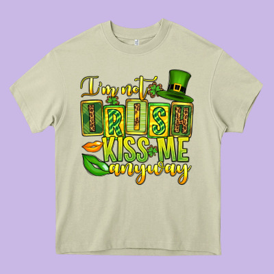 St. Patrick's I Am Not Irish Kiss Me Anyway Heavy Core Tee Designed By Oliviacreatesart