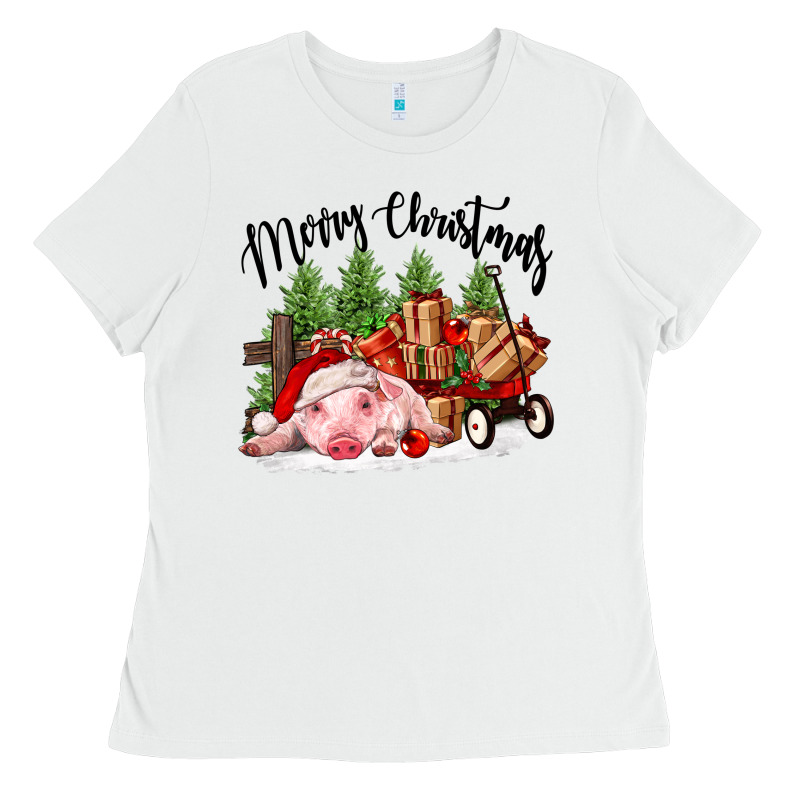 Merry Christmas Pig Ladies Tee by FaDigitalArtStudio | Teevron