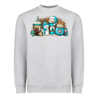 Heather Grey winter snowman coffee cups Heavyweight Sweatshirt - Jasminsmagicworld