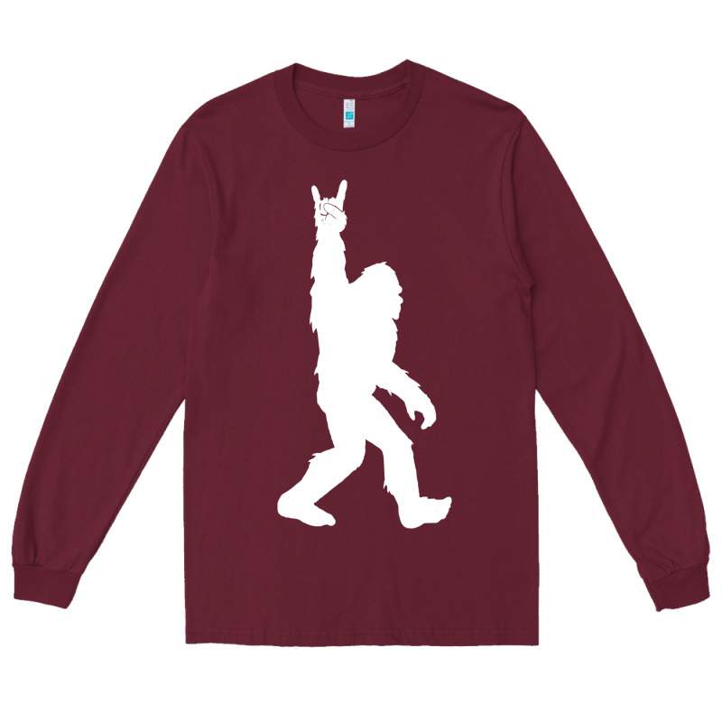 Funny Bigfoot Rock And Roll T Shirt For Sasquatch Believers Long Sleeve Tee by artisFamous | Teevron