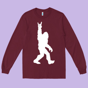 Funny Bigfoot Rock And Roll T Shirt For Sasquatch Believers Long Sleeve Tee Designed By Artisfamous