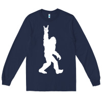 Navy funny bigfoot rock and roll t shirt for sasquatch believers Long Sleeve Tee - artisFamous