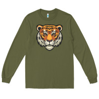 Army Green tiger vector face Long Sleeve Tee - artisFamous
