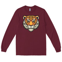 Burgundy tiger vector face Long Sleeve Tee - artisFamous