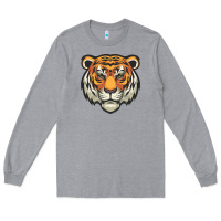 Heather Grey tiger vector face Long Sleeve Tee - artisFamous