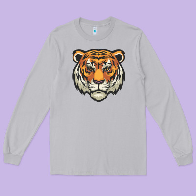 Tiger Vector Face Long Sleeve Tee Designed By Artisfamous