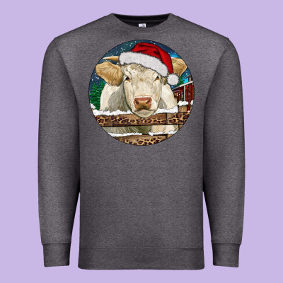 Charolais Cow Christmas Premium Sweatshirt Designed By Ranaportraitstore