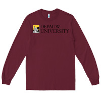 Burgundy Depauw College Long Sleeve Tee - artisFamous