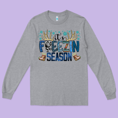 Freezin Season Long Sleeve Tee Designed By Sublimationcraftshop