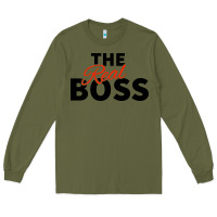 Army Green the real boss matching couple Long Sleeve Tee - artisFamous