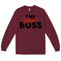 Burgundy the real boss matching couple Long Sleeve Tee - artisFamous