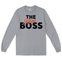 Heather Grey the real boss matching couple Long Sleeve Tee - artisFamous