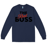 Navy the real boss matching couple Long Sleeve Tee - artisFamous