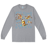 Heather Grey calvin and hobbes Long Sleeve Tee - artisFamous