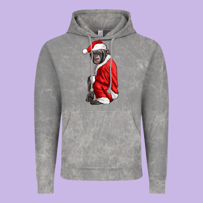 Chimpanzee With Santa Clothes Vintage Hoodie Designed By Lillyallendesigns