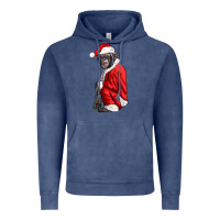 Vintage Denim Chimpanzee With Santa Clothes Vintage Hoodie - LillyAllenDesigns