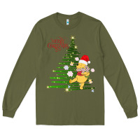 Army Green Winnie The Pooh- Merry christmas Long Sleeve Tee - artisFamous