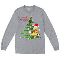 Heather Grey Winnie The Pooh- Merry christmas Long Sleeve Tee - artisFamous