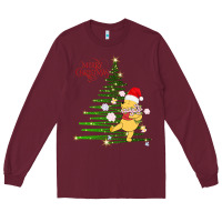 Burgundy Winnie The Pooh- Merry christmas Long Sleeve Tee - artisFamous