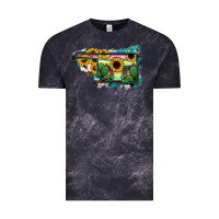 Cloud Black Oklahoma Map Sunflower Cactus Serape Vintage Tee - RanaPortraitStore