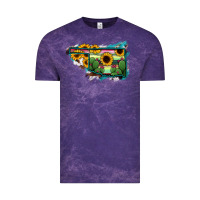 Cloud Purple Oklahoma Map Sunflower Cactus Serape Vintage Tee - RanaPortraitStore
