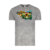 Cloud Rock Oklahoma Map Sunflower Cactus Serape Vintage Tee - RanaPortraitStore