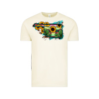 Vintage Arctic Oklahoma Map Sunflower Cactus Serape Vintage Tee - RanaPortraitStore