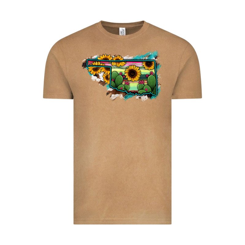 Oklahoma Map Sunflower Cactus Serape Vintage Tee by RanaPortraitStore | Teevron