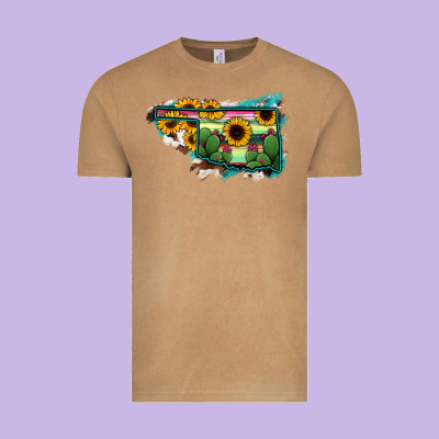 Oklahoma Map Sunflower Cactus Serape Vintage Tee Designed By Ranaportraitstore