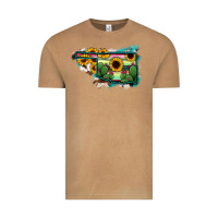 Vintage Camel Oklahoma Map Sunflower Cactus Serape Vintage Tee - RanaPortraitStore
