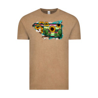 Vintage Coffee Oklahoma Map Sunflower Cactus Serape Vintage Tee - RanaPortraitStore