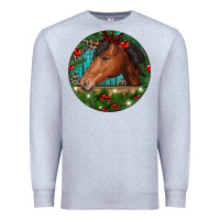 Heather Grey Western Horse Christmas Premium Sweatshirt - RanaPortraitStore