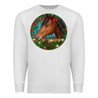 Oatmeal Heather Western Horse Christmas Premium Sweatshirt - RanaPortraitStore