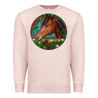 Pale Pink Western Horse Christmas Premium Sweatshirt - RanaPortraitStore
