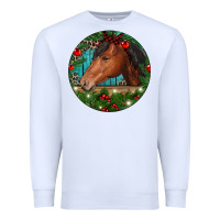 White Western Horse Christmas Premium Sweatshirt - RanaPortraitStore