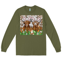 Army Green easter cow Long Sleeve Tee - CowhideDigitalArt