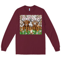 Burgundy easter cow Long Sleeve Tee - CowhideDigitalArt