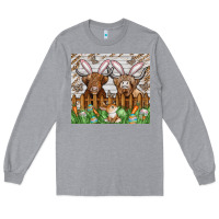 Heather Grey easter cow Long Sleeve Tee - CowhideDigitalArt