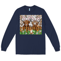 Navy easter cow Long Sleeve Tee - CowhideDigitalArt