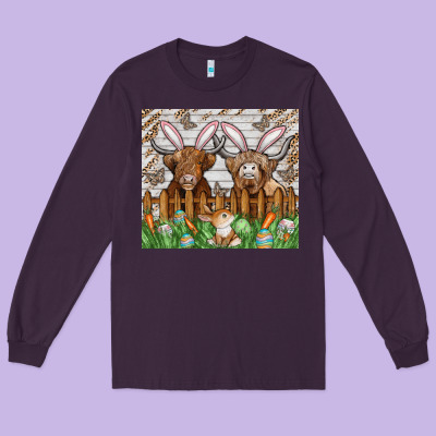 Easter Cow Long Sleeve Tee Designed By Cowhidedigitalart