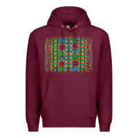 Burgundy autism awareness leopard puzzle brush stroke Premium Hoodie - Artiststas