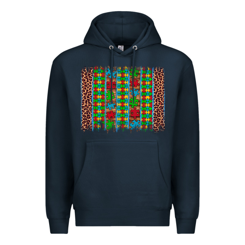 Autism Awareness Leopard Puzzle Brush Stroke Premium Hoodie by Artiststas | Teevron