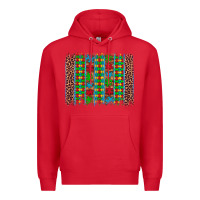 Red autism awareness leopard puzzle brush stroke Premium Hoodie - Artiststas